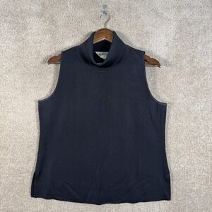 Misook Sweater Womens XL Black Sleeveless Mock Neck Knit Shell Top Pullover Top